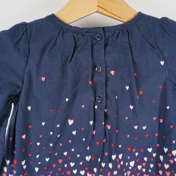 Baby Gap Lined Confetti Heart Patterned Blouse Navy Blue Size 12-18 Months - Picture 5 of 9